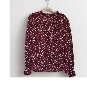 Spriolim Spotted/Floral Print Ruffle Long Sleeve Blouse – Size: XXL